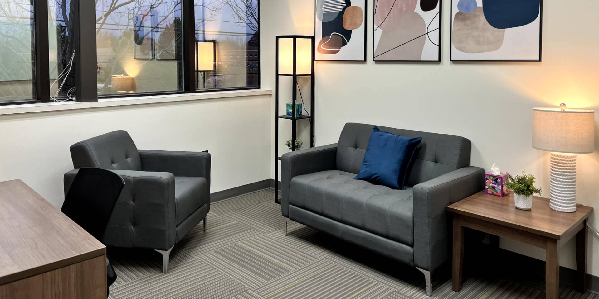 An office space in GLPG's Clinton Township location, exemplifying "How can Therapists Design an Office that Feels Welcoming and Professional?"